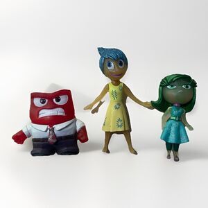 Lot of 4 Disney Pixar Inside Out Joy, Anger, Disgust, Fear Figures Toy 3”-5”